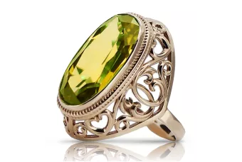 Silber 925 rosévergoldeter Peridot-Ring vrc184rp Vintage