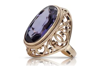 Prsten růžové červené zlato 14k 585 s Alexandrite Vrc184 vintage