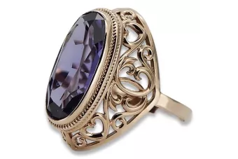 Російська радянська троянда, золото 585 проби, александрит, рубін, смарагд, сапфір, циркон, каблучка vrc014