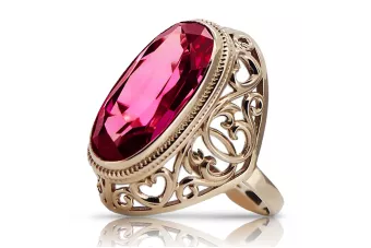 Розов розов пръстен с рубин 14k злато 585 vrc184 Vintage