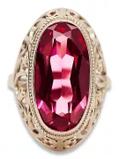 Pierścionek z różowego czerwonego złota 14k 585 z rubinem vrc184 Vintage