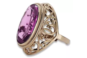 Russian Soviet rose 14k 585 gold Alexandrite Ruby Emerald Sapphire Zircon ring  vrc014