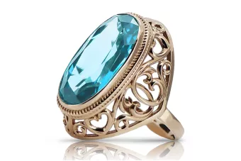 Rose pink 14k gold 585 aquamarine ring vrc184 Vintage