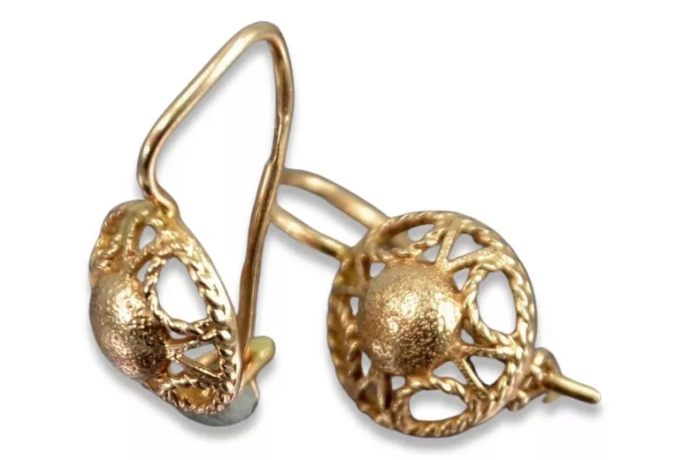 Vintage rose pink gold earrings ven279