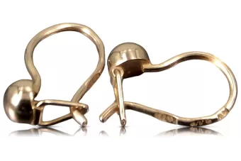 Vintage rose pink 14k 585 gold  Vintage ball earrings ven296