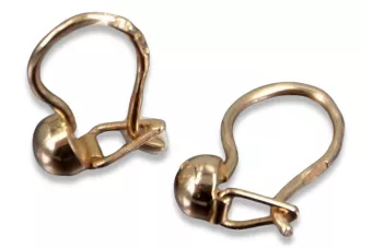 Vintage rose pink 14k 585 gold  Vintage ball earrings ven296