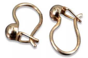 Русская роза розовая Советская 14к 585 золото СССР Винтажный шар серьги ven296