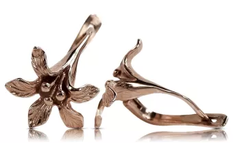 Russische Rose Rosa Sowjetische 14k 585 Gold UdSSR Vintage Blumenohrringe ven222