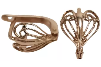 Vintažiniai rožinio aukso širdelės auskarai14k 585 TSRS Vintage ven076