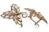 Vintage rose pink 14k 585 gold  maple leaf earrings ven096r