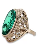 Rose Rosa 14k Gold 585 Smaragd Ring VRC184 Russischer Sowjetischer Vintage Art Deco-Stil