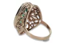 Rose rose 14k Gold 585 Emerald Bague VRC184 Russe Soviétique Vintage Art Deco Style