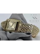 14K Gold Rectangular Women's Watch with Cubic Zirconia