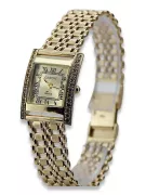 14K Gold Rectangular Women's Watch with Cubic Zirconia