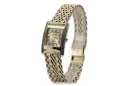 14K Gold Rectangular Women's Watch with Cubic Zirconia