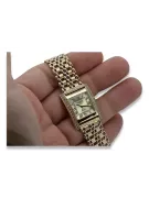 14K Gold Rectangular Women's Watch with Cubic Zirconia