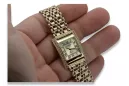 14K Gold Rectangular Women's Watch with Cubic Zirconia