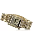 14K Gold Rectangular Women's Watch with Cubic Zirconia