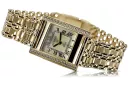 14K Gold Rectangular Women's Watch with Cubic Zirconia