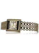 14K Gold Rectangular Women's Watch with Cubic Zirconia