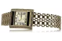 Reloj Dorado Rectangular de 14K para Mujer con Circonita