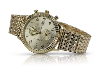 Złoty zegarek z bransoletą damski unisex 14k 585 Geneve mw007ydy&mbw013y-f