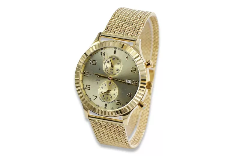 Ceas de aur pentru femei cu brățară unisex 14k 585 Geneve mw007y&mbw014y-f