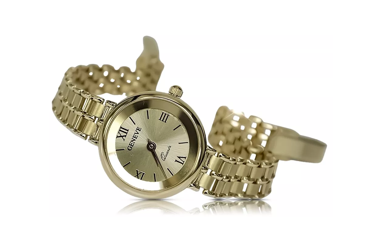Италиански жълт 14k злато 585 дама Geneve часовник lw083y