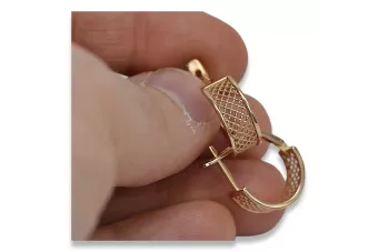 Vintage różowe złoto kolczyki koła 14k 585 ZSRR ven121