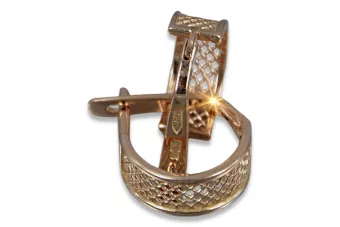 Rosa rusa rosa soviético 14k 585 oro URSS Vintage Hoops ven121