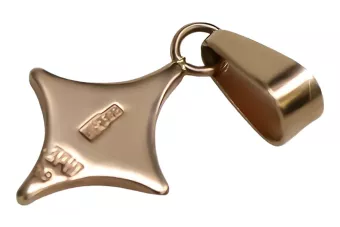 Rosa rusa rosa soviético 14k 585 oro URSS cuadrado Colgante vintage vpn035