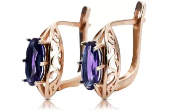 Cercei alexandrit aur roz trandafir 14k 585 vec141 Vintage