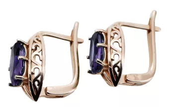 Cercei alexandrit aur roz trandafir 14k 585 vec141 Vintage