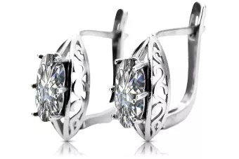 Rose pink 14k 585 gold earrings setting vec141 Vintage