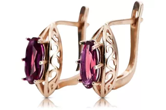 Boucles d'oreilles rubis en or rose 14 carats 585 vec141 Vintage