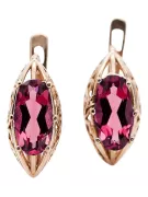 Rose pink 14k 585 gold ruby earrings vec141 Vintage