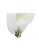 Boucles d'oreilles émeraude en or rose 14 carats 585 vec141 Vintage