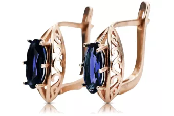 Rose pink 14k 585 gold sapphire earrings vec141 Vintage