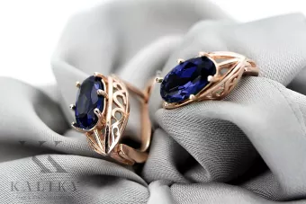 Rose pink 14k 585 gold sapphire earrings vec141 Vintage