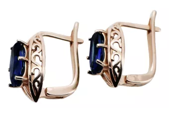 Розови обеци със сапфир от злато 14k 585 vec141 Vintage