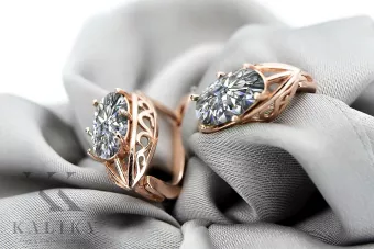 Cercei din aur zirconiu roz trandafir 14k 585 vec141 Vintage