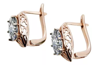 Серьги с цирконом розового цвета из золота 14 карат 585 пробы vec141 Vintage