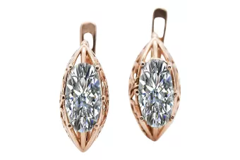 Pendientes de circonita de oro rosa rosa 14k 585 vec141 Vintage