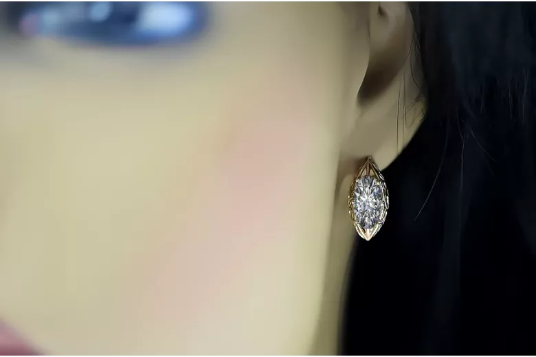 Rosafarbene Zirkon-Ohrringe aus 14-karätigem 585er Gold vec141 Vintage