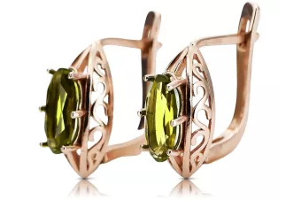 Rosafarbene Peridot-Ohrringe aus 14 Karat 585er Gold vec141 Vintage