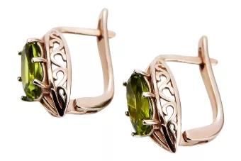 Серьги с перидотом из розового золота 14 карат 585 пробы vec141 Vintage