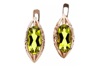 Rose pink 14k 585 gold peridot earrings vec141 Vintage
