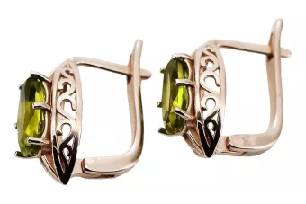 Rose pink 14k 585 gold peridot earrings vec141 Vintage