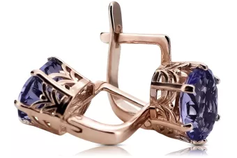 Розови розови златни обеци с александрит 14k 585 vec003 Vintage