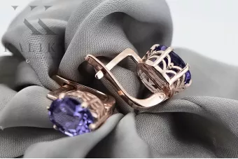 Rosafarbene Alexandrit-Ohrringe aus 14 Karat 585er Gold vec003 Vintage